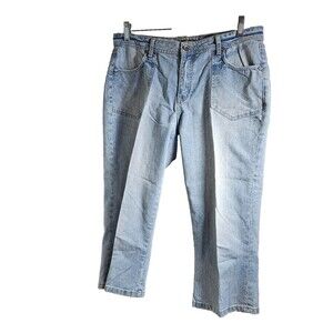 98 Womens Capri Blue Jeans Beaded Embellished Pockets **slight flaw** Size 12
